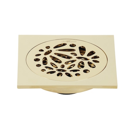 BSF6360PB Watercourse Floral 4 Square Grid Shower Drain, Brass